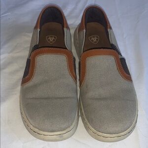 Ariat Gray Brown Loafers Leather Canvas Men’s Size 7